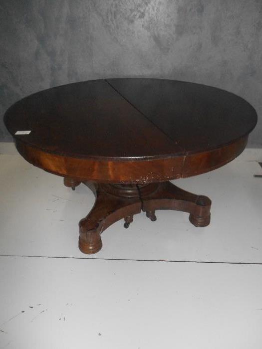 Empire Mahogany Banquet Table - No Leaves and Needs Refinishing but a Great Antique Table