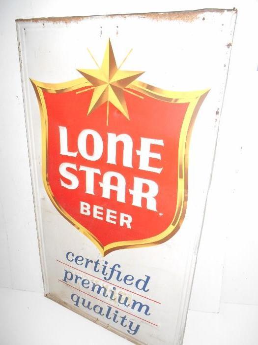 Antique Painted Tin Lone Star Beer Sign