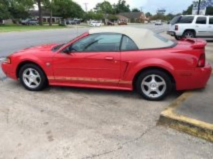 2004 Ford Mustang Convertible, V-6, Automatic, Red with Tan Leather Interior, New Tan Top, 107,618 Miles