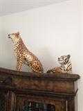 Italian ceramic cheeta and tiger
