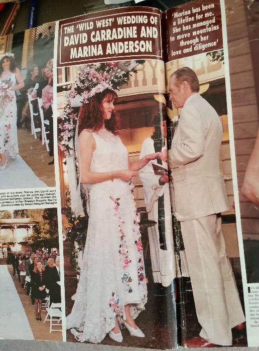 Celebrity magazine showing the wedding dress that we will be selling.