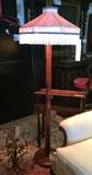 Vintage wood base floor lamp with custom silk shade