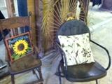 Garden chair and antique high chair