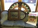 Antique Sofa and framed oil painting