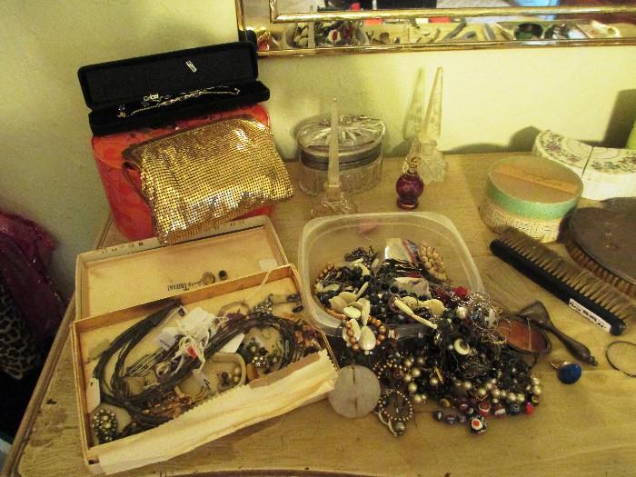 Whiting Davis purse, there is a lot more jewelry than shown here.  Plenty of sterling, turquoise, vintage jewelry