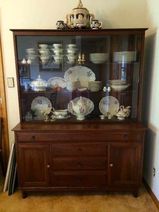Mid-century Willet dining-room china cabinet, table with 8 chairs, and smaller sideboard