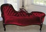 Gorgeous red velvet heavily carved Victorian sofa