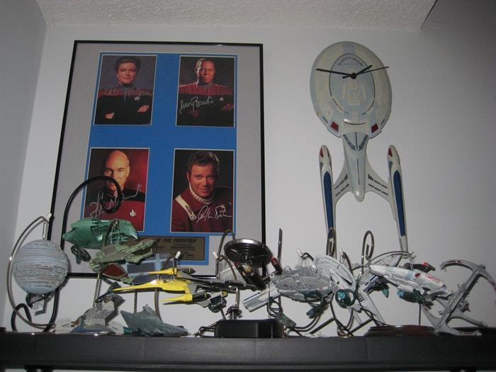 Boxes of Star Trek collectibles.