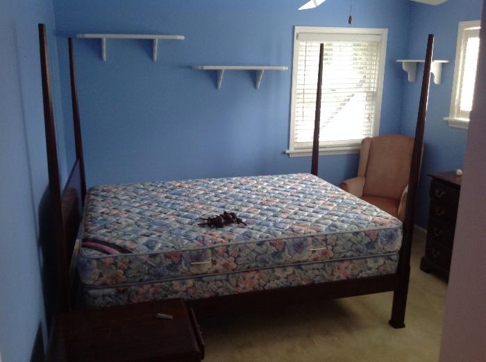 4 Post Bed (crack in wood bottom corner of one post - can be repaired) with mattress / box spring $ 120.00