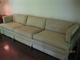 9'Tuxedo Style sofa, nubby silk upholstery