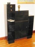 Art Deco Black Lacquer Fall-Front Desk / Cabinet