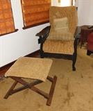 Arts & Crafts Armchair w/ X Ottoman