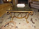 Hollywood Regency Gold-Finished Glass Top Coffee Table