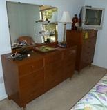 Mid Century Modern Matching Dresser with Mirror, Chest of Drawers, Night Stand 