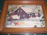 Grandma Moses lithograph on canvas