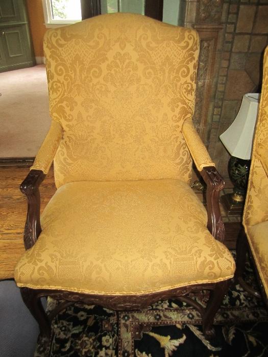 PAIR OF CARVED CUSTOM GOLD CHAIRS