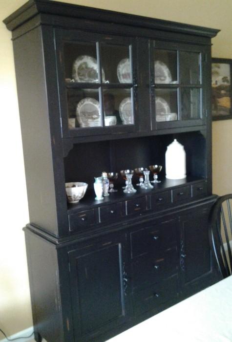 Beautiful Lighted China Cabinet in Black Finish