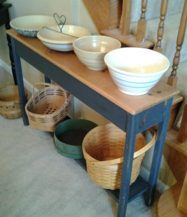 Table, Stoneware, and Baskets