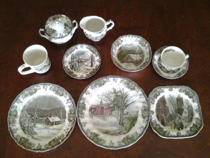 16 Place Setting Plus of The Friendly Village China by Johnson Bros., England