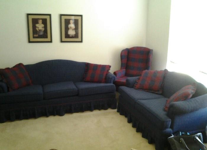 Pem-Kay, N. C.  Upholstered Living Room Furniture including Sofa, Loveseat, and Wing Chair