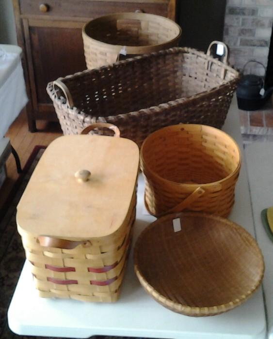 Large Assortment of Baskets including Longaberger and Peterboro