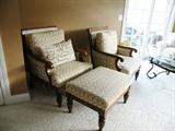 Nearly new custom chairs and ottoman from Martin's Home Furniture