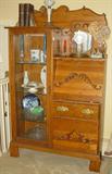 Antique Oak Side by Side Secretary Desk with Bookcase
