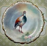 Pair of c. 1890's L. Coiffe Limoges Game Plates, decorated by L.S. & S, 9.5"