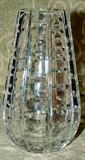 Mid-20th Century Cut Glass Modernist Vase, 7" Tall