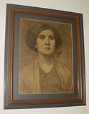Early Signed Helen Williams Charcoal Portrait