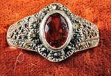 Sterling Silver Marcasite & Garnet Ring