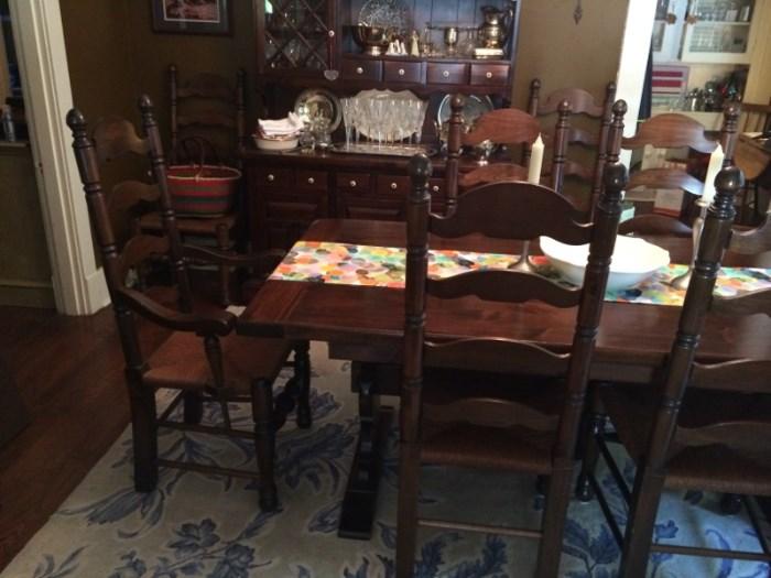 Ethan Allan Trestle Dining room table with 8 chairs  (Americana) this item is on consignment  and is at a different location 