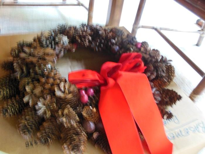 wreath made from pinecones