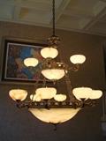 Beautiful alabaster and brass chandelier 