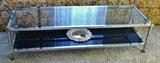 Vintage Maison Jansen, Coffee Table, Chrome, Brass Accents, Glass, Excellent Condition!