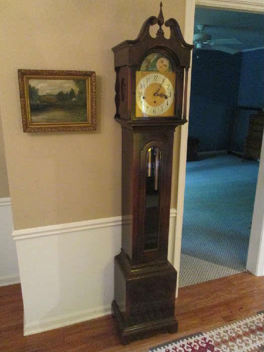 Colonial Mfg...grandfather clock...Mahogany...Zeeland Michigan