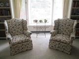 Wimg back chairs and vintage plant stand