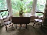 Drop leaf table and misc. chairs