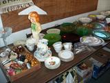 English china , cobalt , and green depression , along with carnival glass 1930