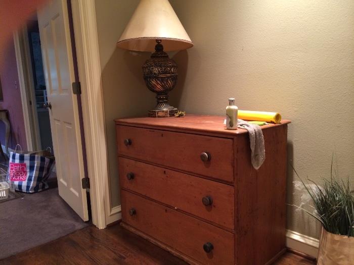 Tall lamp and vintage 3 drawer chest
