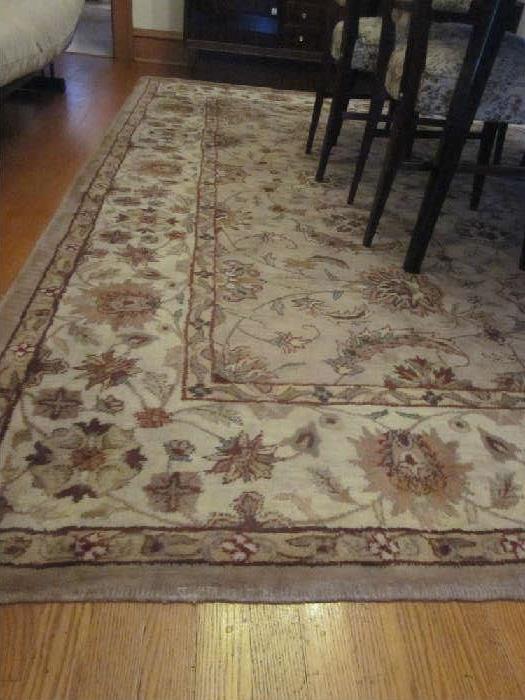 8' x 10' 100% Wool, hand tufted rug; beige, tan, burgundy, greens, floral/vine pattern (2 of these).