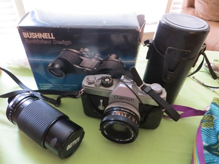 Canon camera and binnoculars