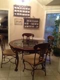 very nice iron, wood, glass dinette