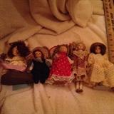 Carol's Corn Husk Doll; Springford doll;Woodblock doll with ringlets;2 porcelain dolls