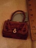 Antique Textile and leather purse for German French Juneau Doll