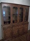 English burl walnut cabinet
