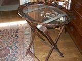 Glass serving tray on stand
