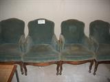 Set of four French style arm chairs on casters