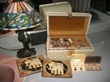 Tiffany style lamp and jewelry