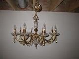 Ornate brass chandilier.